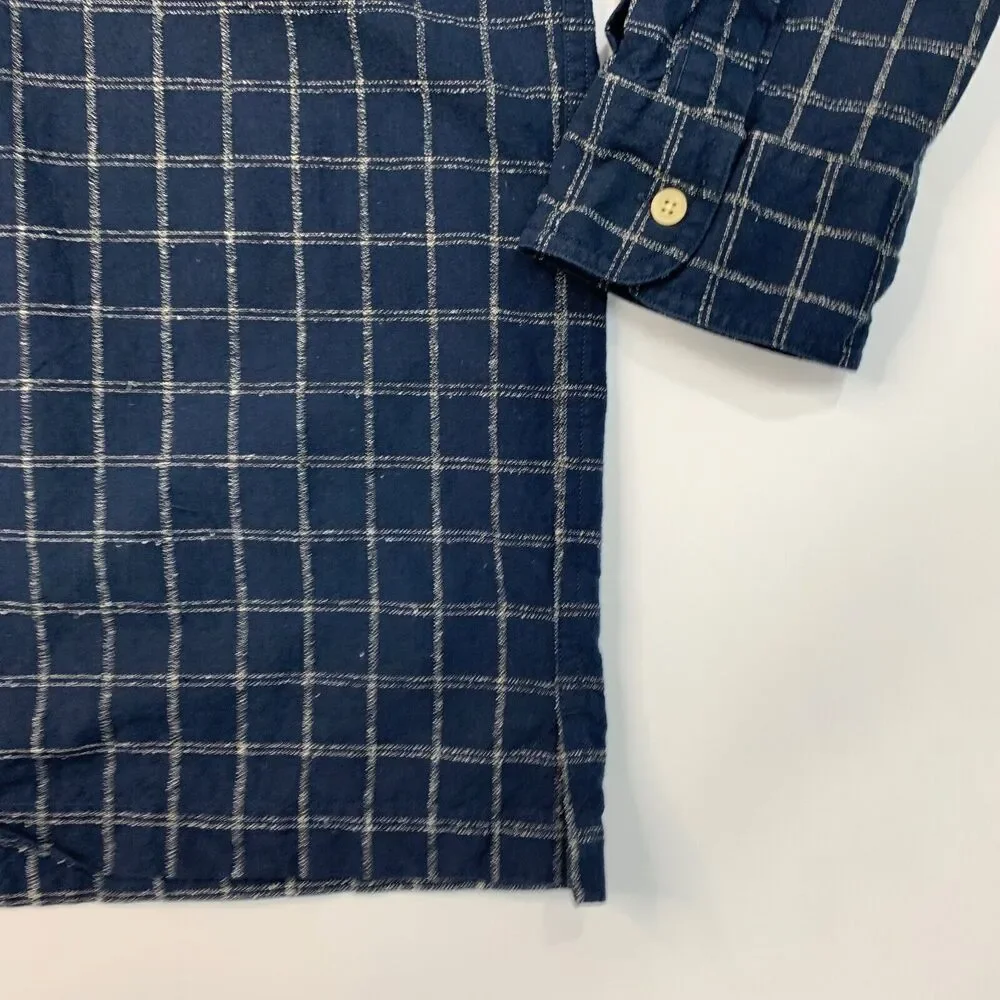 Vintage Chaps Ralph Lauren Shirt Mens XXL 2XL Navy Button Up Long Sleeve Plaid